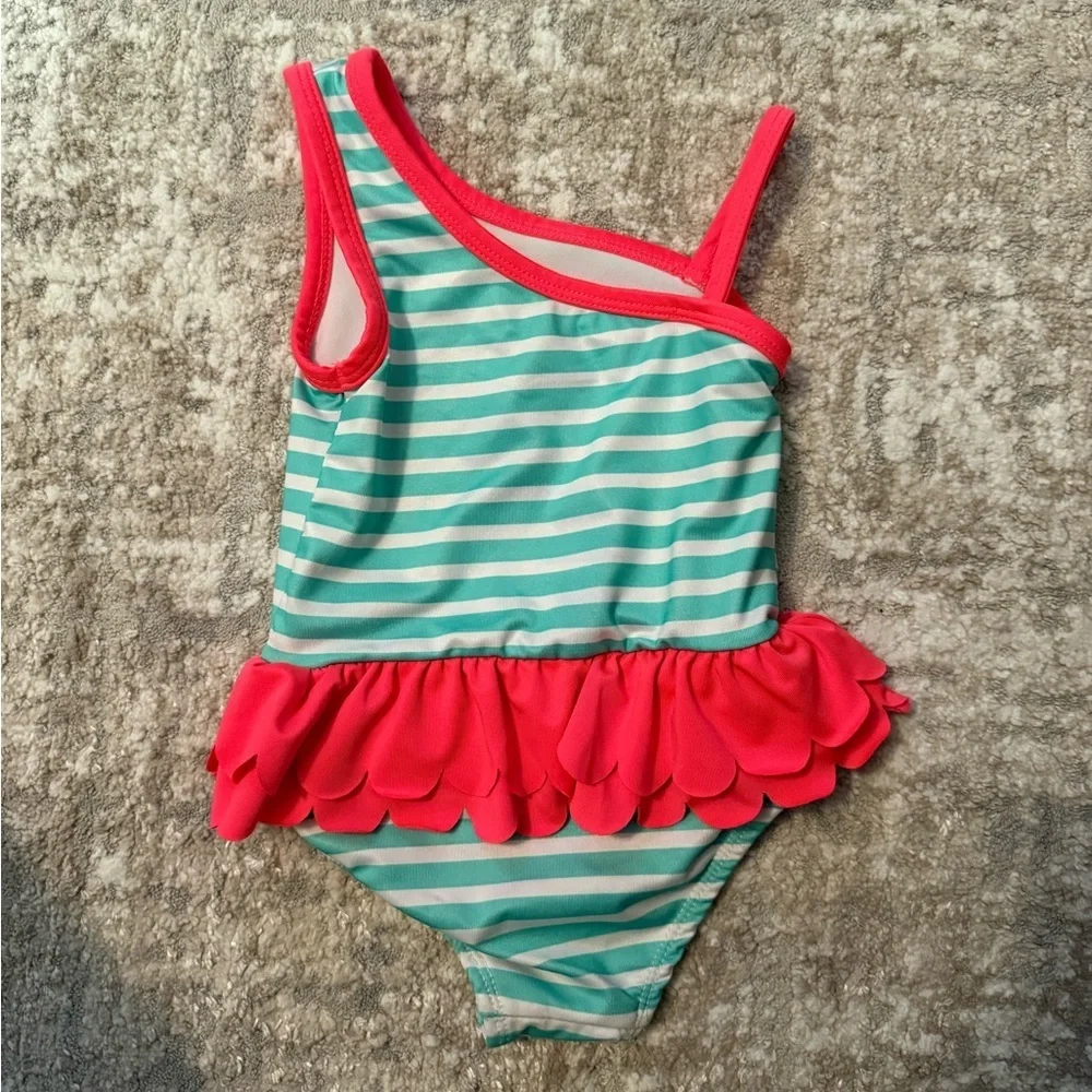 Penelope Mack Teal and Pink Ruffle Flamingo Swimsuit size 24M